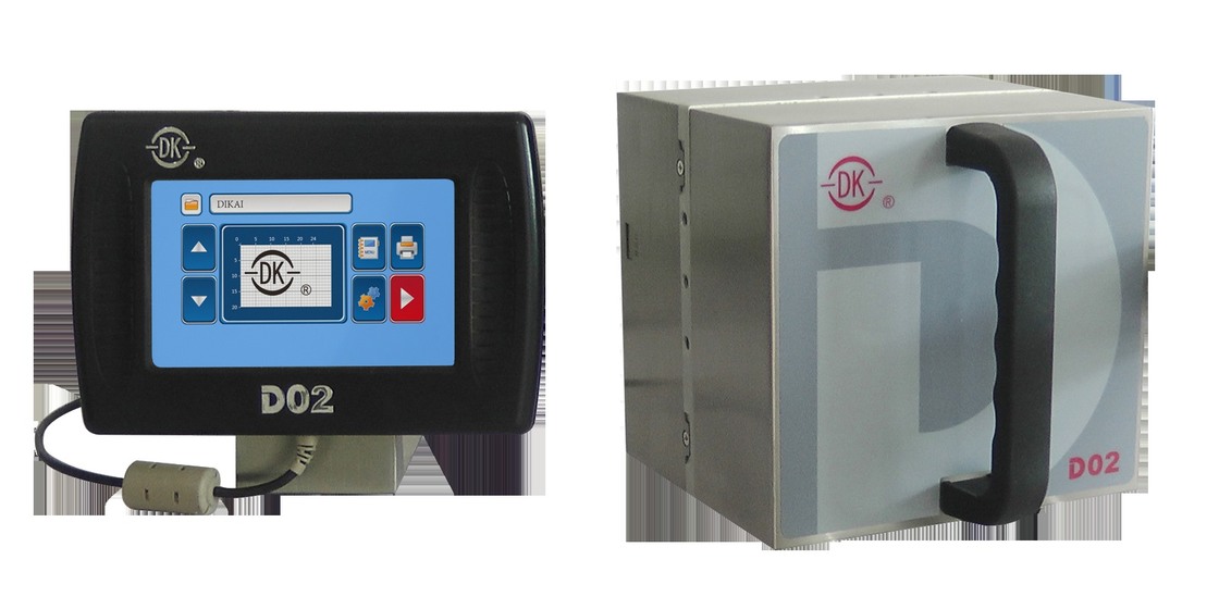 طابعة نقل حراري DIKAI D02 برأس طباعة 24 مم بدقة 200 نقطة في البوصة وسرعة طباعة 120 جزء في المليون للآلة التعبئة الرأسية